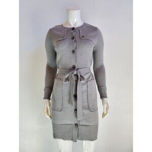 Banana Republic 100% Merino Wool Gray Trench Cardigan